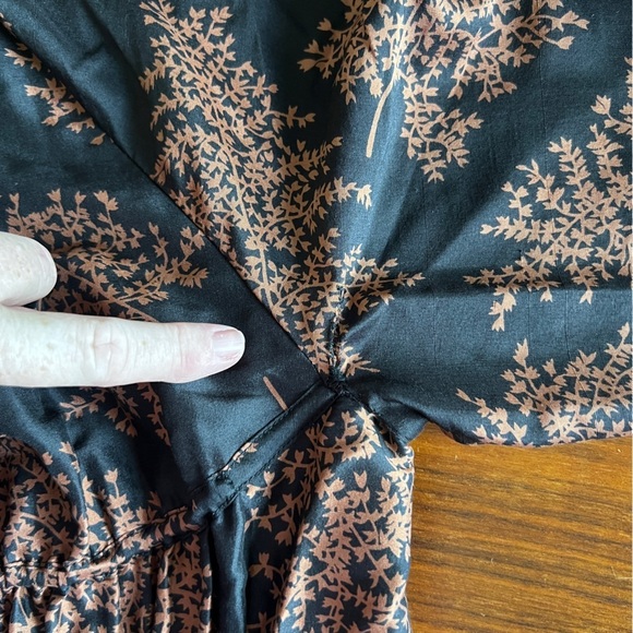 Rebecca Taylor Arden Fern Silk MIDI Dress Black/Copper Colored floral print L - Picture 16 of 16